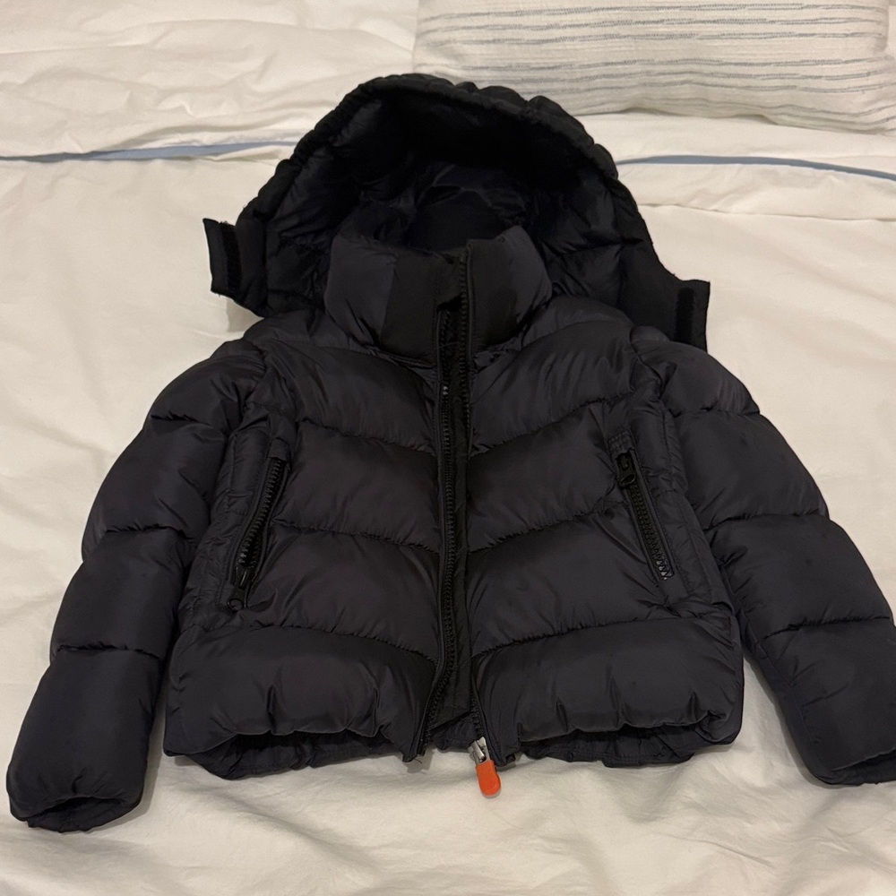 Save The Duck Boy Navy Puffer Jacket with black hood